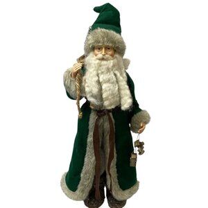 Rustic Old World Santa Large Christmas Decor 18" High Green Woodland Country Far